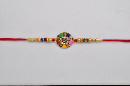 Multicolor Designer Rakhi Floral Embellished Beaded Thread (5pcs)