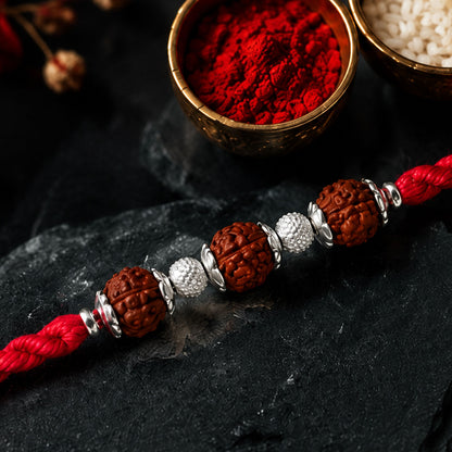 Beautiful Designer Rakhi with Studded Centre, Festive Beads and Raksha Bandhan Appeal