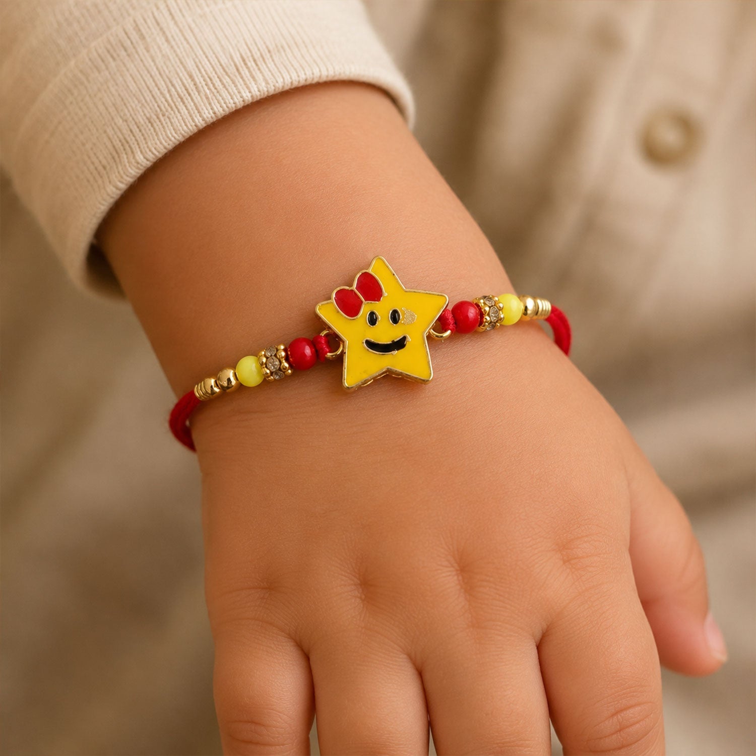 Smiley Star Rakhi Comfortable Kids Rakhi for Raksha Bandhan (10pcs)