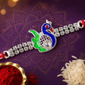 Classic Rakhi featuring Peacock Charm, crystal sparkle and display look for Gift Use