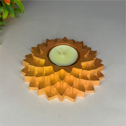 Handmade Flower 5-Step Diya – Rose Gold | Layered Tealight Holder for Diwali, Pooja & Home Décor | Unique Festival Gift Item