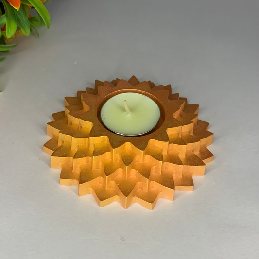 Handmade Flower 5-Step Diya – Rose Gold | Layered Tealight Holder for Diwali, Pooja & Home Décor | Unique Festival Gift Item