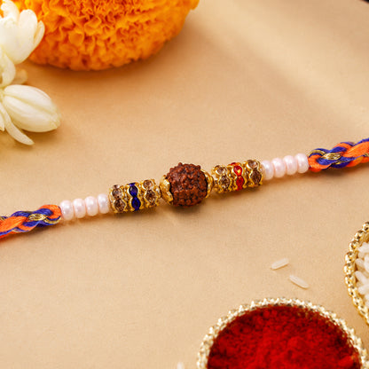 American Diamond Style Rakhi with Sparkling Stone Centre and Elegant Festive Shine