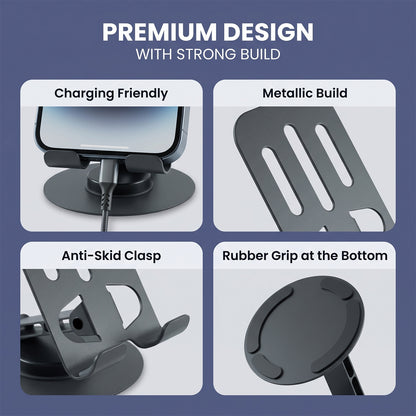 Metal Foldable Mobile Stand 360 Degree Rotating Adjustable Holder (1 Pc)