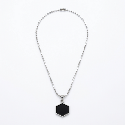Elegant Black Onyx Hexagon Pendant Necklace Minimalist Chain Jewelry