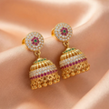 Traditional Jhumka Earrings – Vibrant Multicolour with Gold Finish