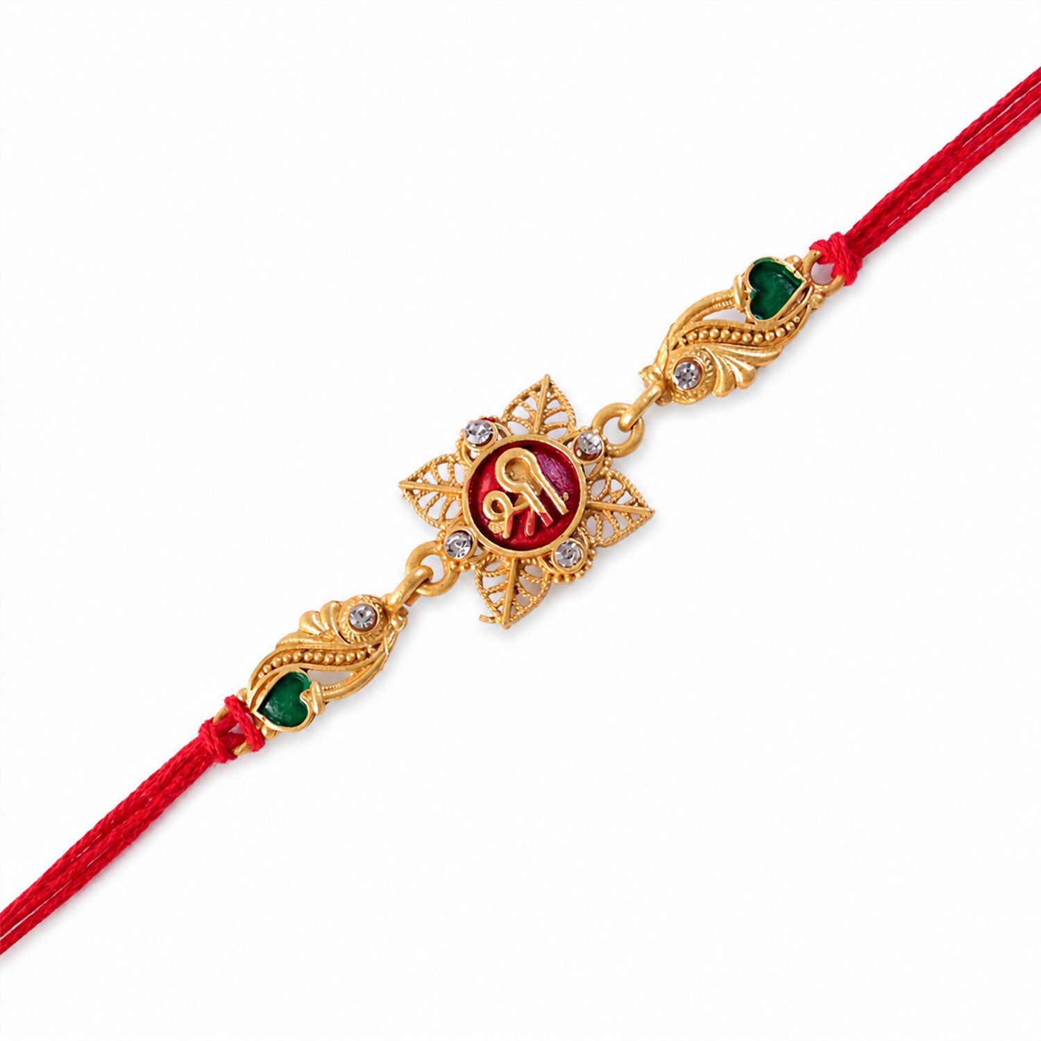 Classic Rakhi with Shri Plaque, ornate work and thread style for Product Display