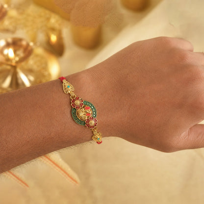 Ganesha Rakhi Kundan Beaded Floral Designer for Brother (5pcs)