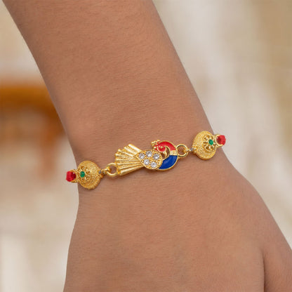 Peacock Charm Rakhi Stone Beaded Traditional Design (5pcs)