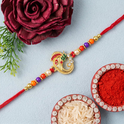 Traditional Ganesh Beaded Rakhi Embrace Festive Bonding (5pcs)