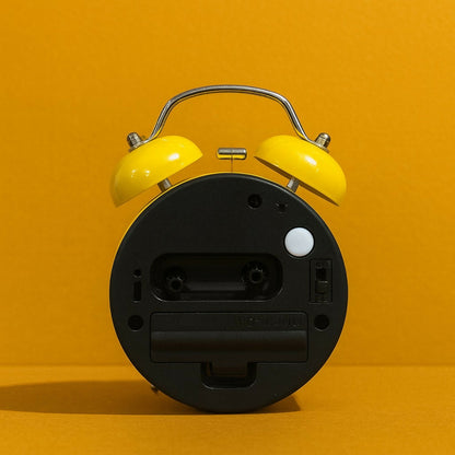 Yellow Twin Bell Alarm Clock – Loud Retro Analog Desk Clock with Night Light