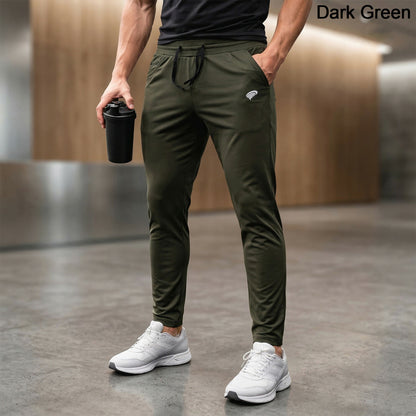 Stylish men's slim fit sports track pants with adjustable waistband