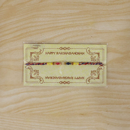 Rainbow Beaded Charm Rakhi with Colorful Festive Style and Playful Bracelet Look