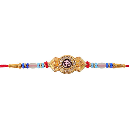 Om Symbol Rakhi for Brother Stone Studded Traditional Design (5pcs)