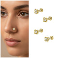 Gold Plated Clover Nose Stud – Comfortable Flat Back Design