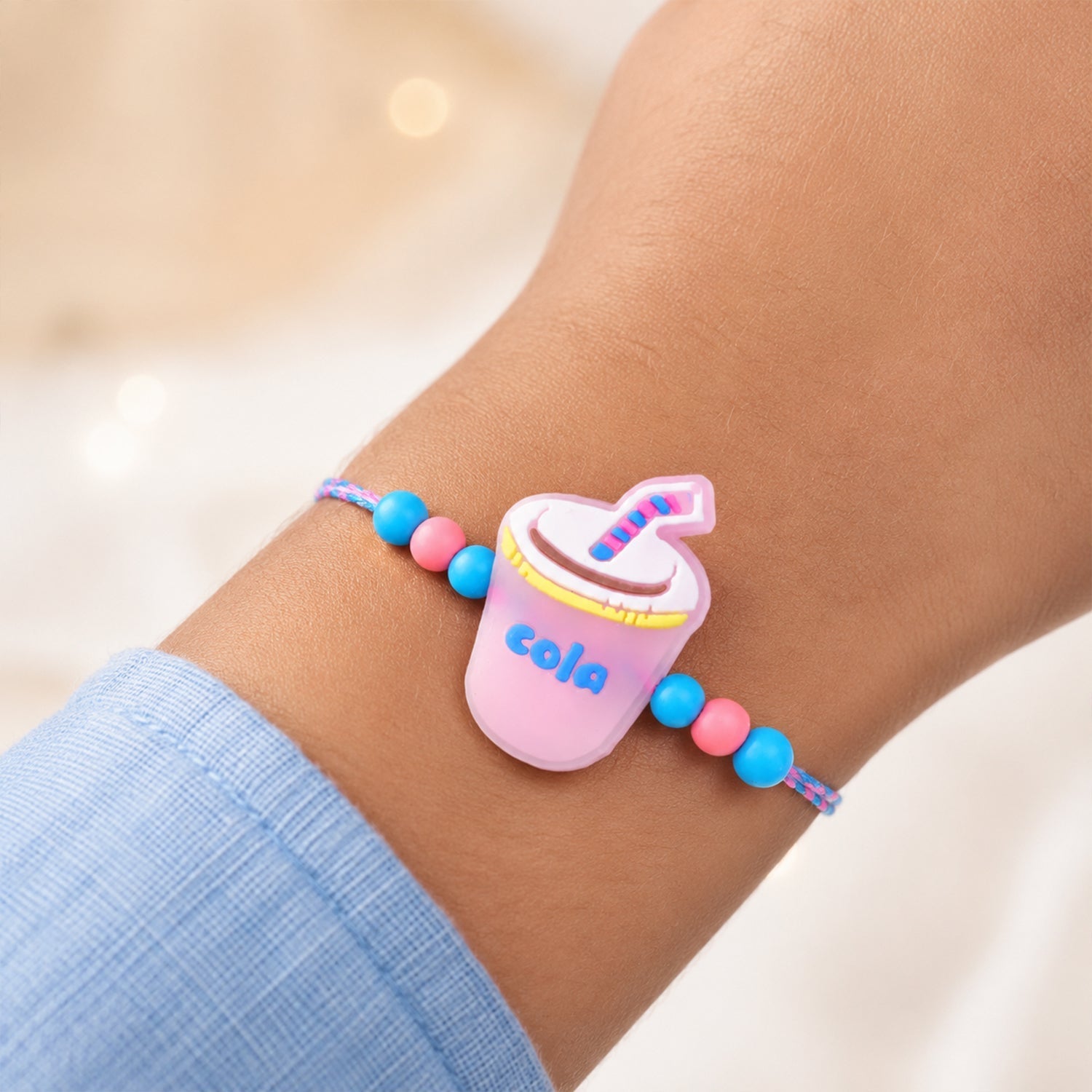Cold Drink Cup Charm Rakhi Kids Beaded Designer for Brother (10pcs)