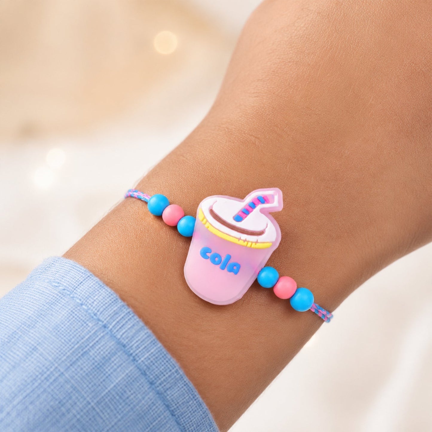 Cold Drink Cup Charm Rakhi Kids Beaded Designer for Brother (5pcs)