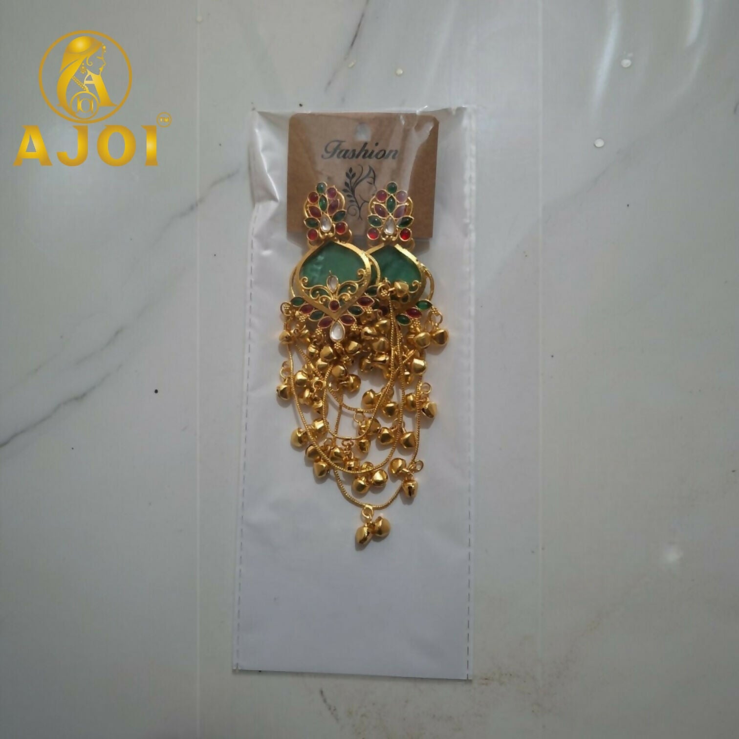 Royal Green Ruby Temple Chandbali Earrings for Bridal & Festive Wear
