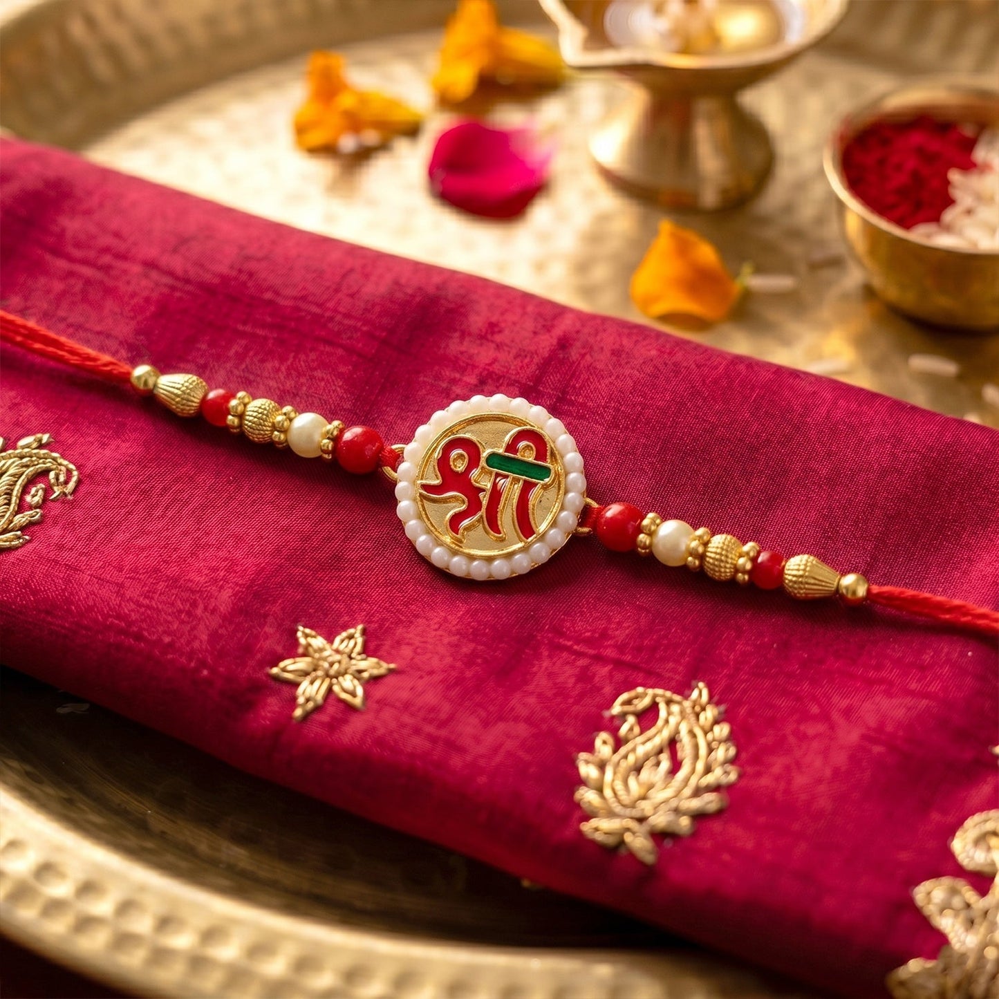Rakshabandhan Shri Symbol Devnagari Rakhi Traditional & Designer (10pcs)