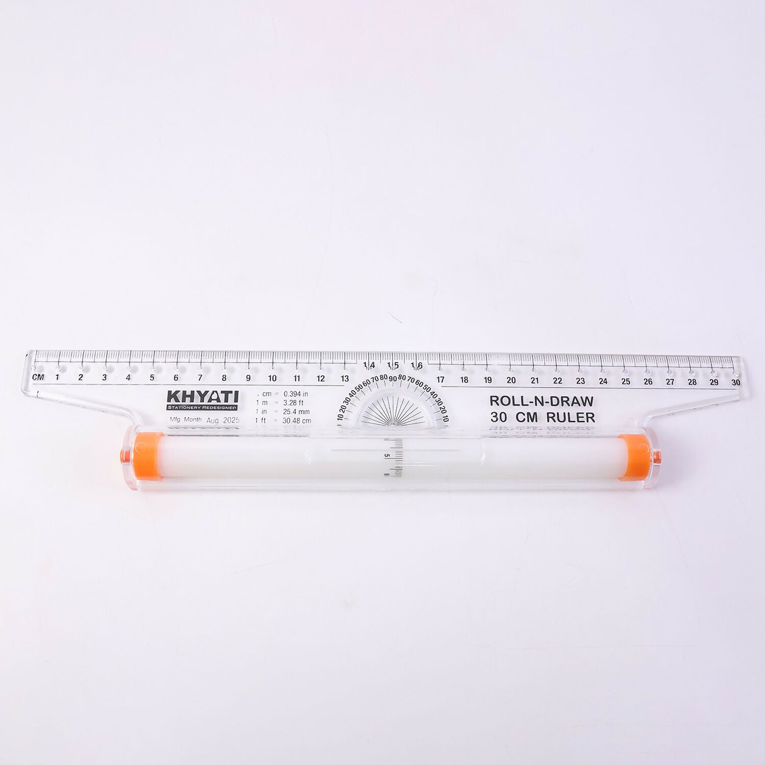 Roll-N-Draw Precision Ruler with Rolling Guide for Drawing & Drafting (30Cm)