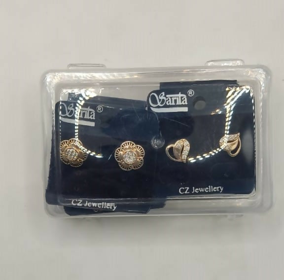 Gold Plated AD Studs Combo - Peacock, Butterfly, Flower & Heart Set for women and girls Combo Pack of 4