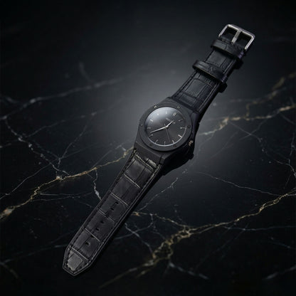 Premium Black Analog Wrist Watch with Classic Leather Strap for Men