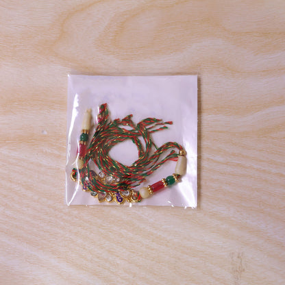 Designer Rakhi with Ornate Floral Medallion, bead line and gift style for Gift Use
