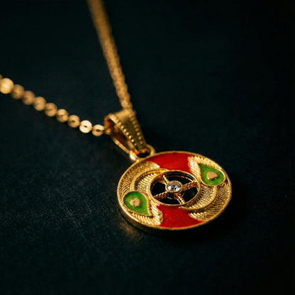 Elegant Circular Motif Pendant Necklace with Chain for Women