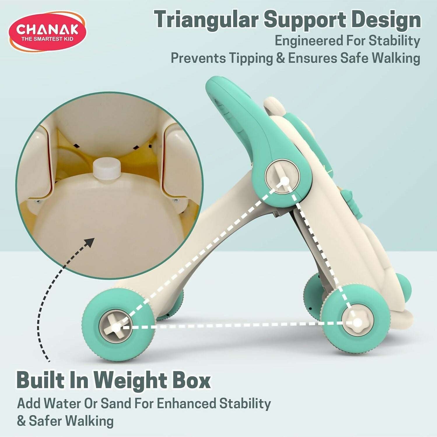 Aditi Happy Feet Baby Walker, Anti-Slip Wheels, Music, Stable Design with Water Tank (9+Month)