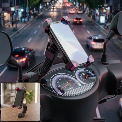 Plastic Bicycle Phone Holder Bike Mirror Mount with Flexible Arm (1 Pc)