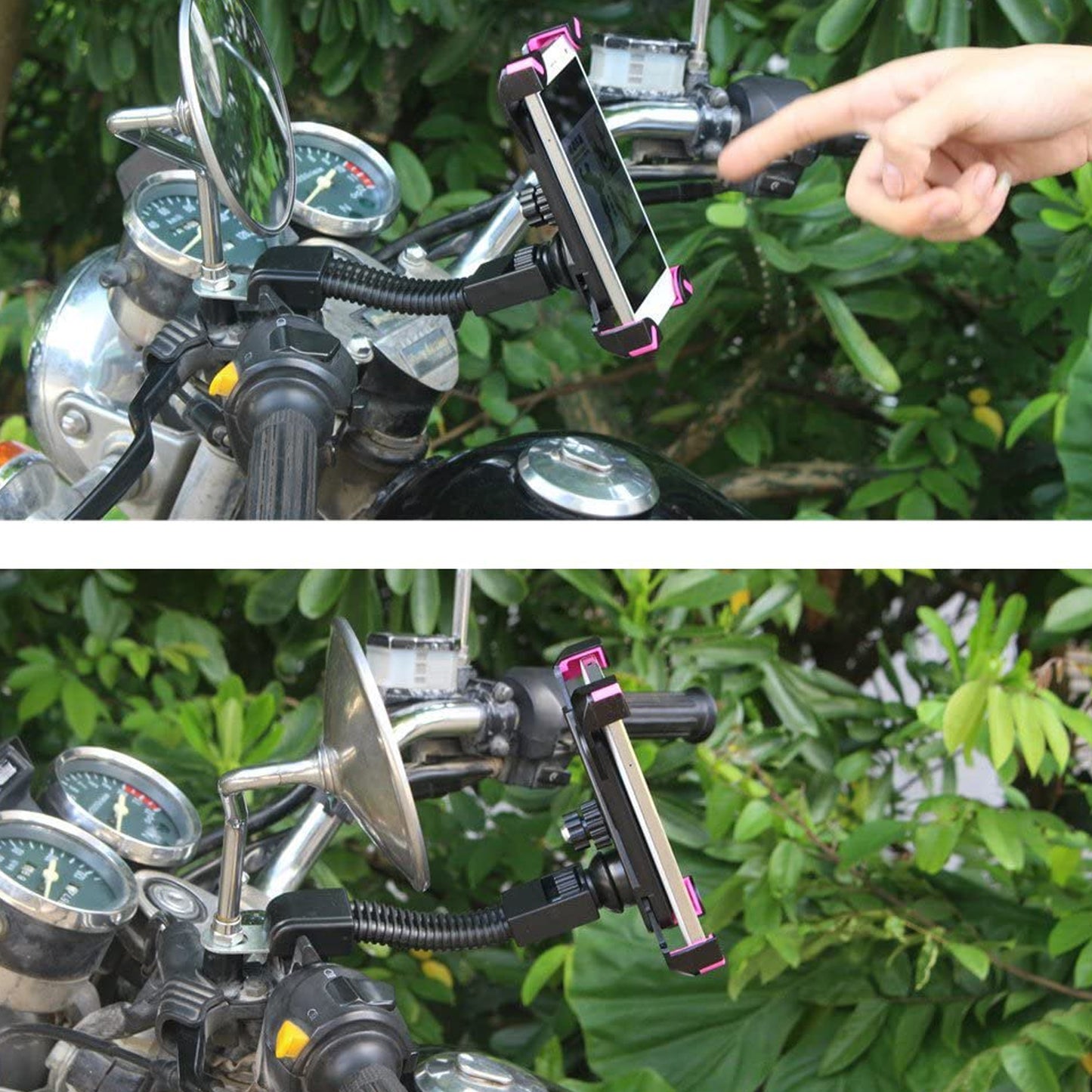 Plastic Bicycle Phone Holder Bike Mirror Mount with Flexible Arm (1 Pc)
