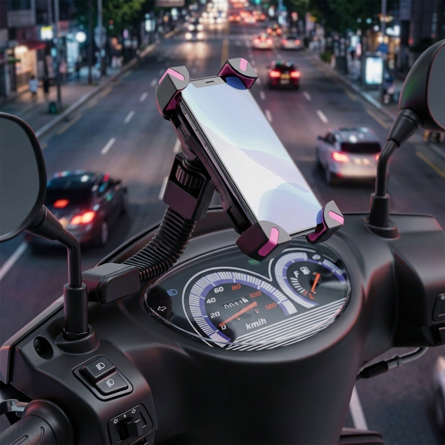 Plastic Bicycle Phone Holder Bike Mirror Mount with Flexible Arm (1 Pc)
