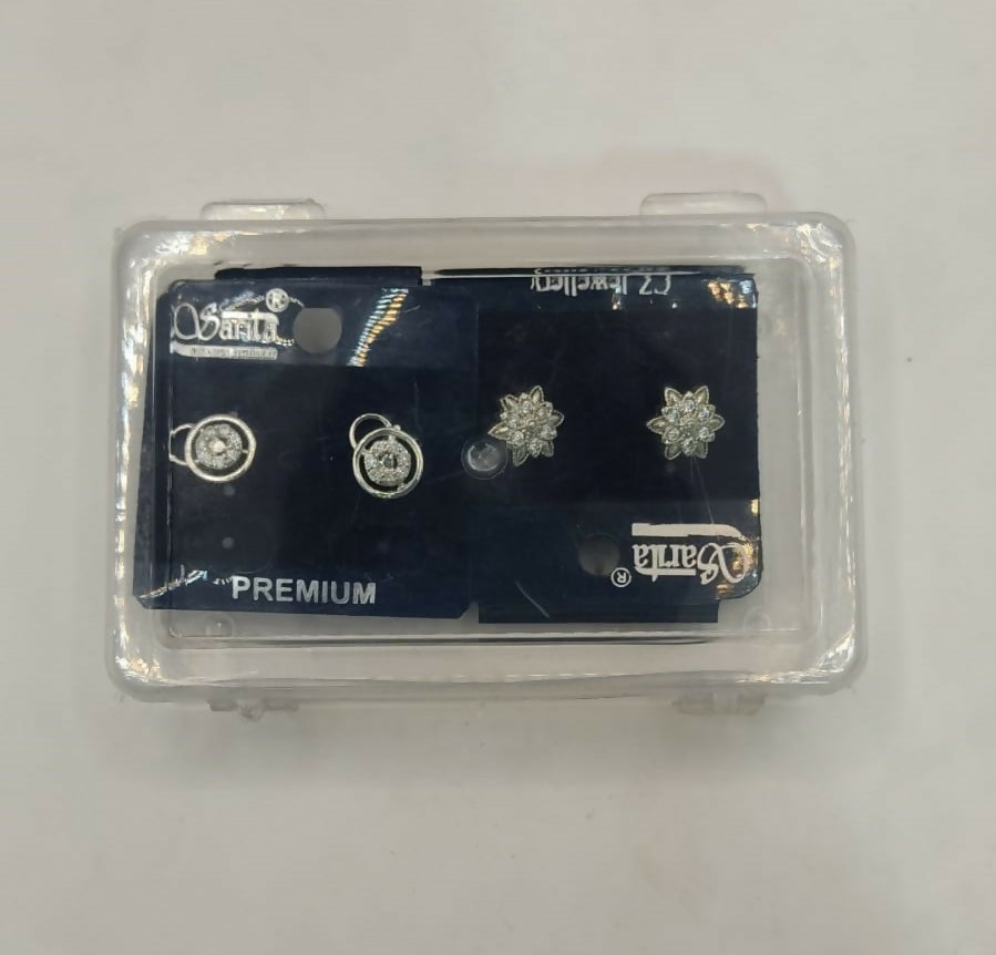 Packaging for silver-plated cubic zirconia stud earrings set, ideal gift