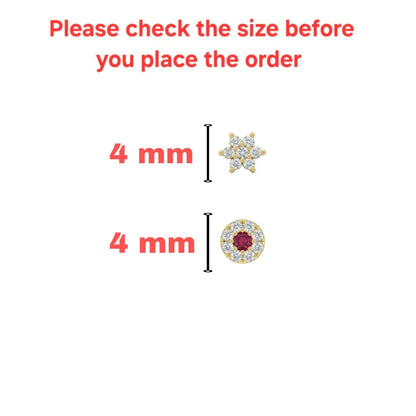 Combo pack of 2 gold plated floral nose studs sparkling crystals