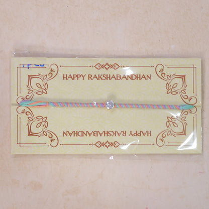 Multicolour Twisted Cord Rakhi with Sparkling Round Crystal Pendant