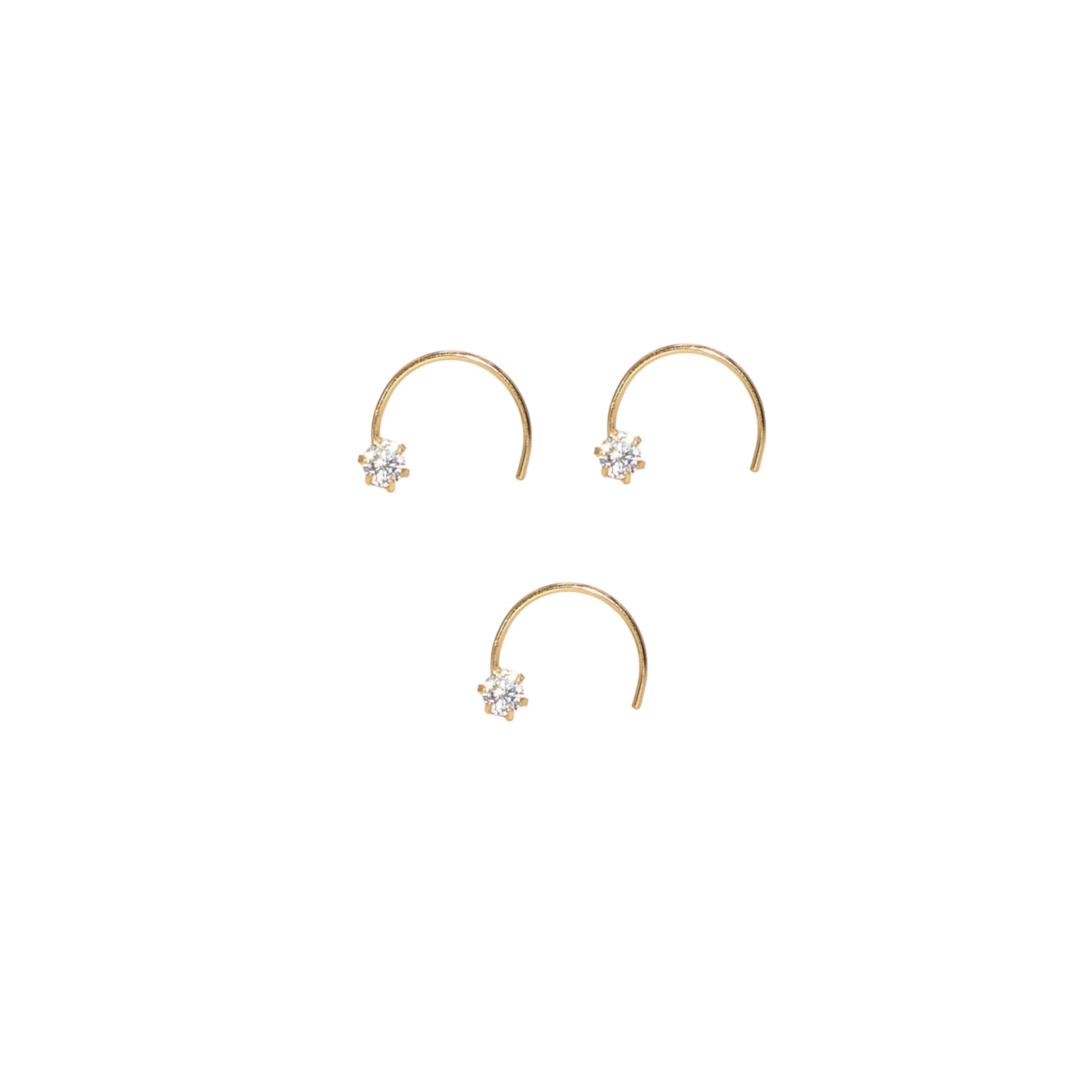 Gold Diamond AD Screw Back Nosepin Laung Koka Nathni combo pack of 3
