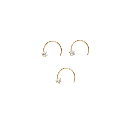 Gold Diamond AD Screw Back Nosepin Laung Koka Nathni combo pack of 3