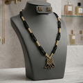 Black Designer Necklace Set For Women Gold Tone Jewellery With Matching Earrings