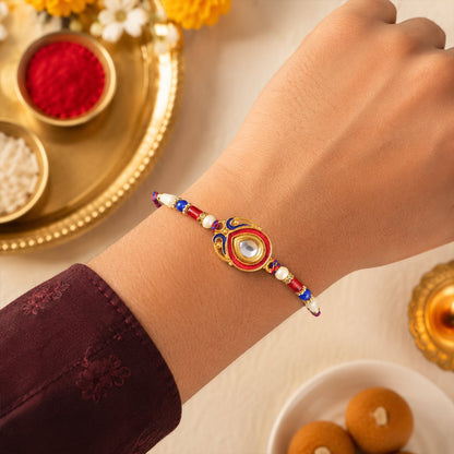 Kundan Stone Beaded Rakhi Classic Design for Raksha Bandhan (5pcs)