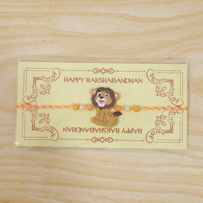 Lion Character Kids Beaded Rakhi for Brothers (5pcs)