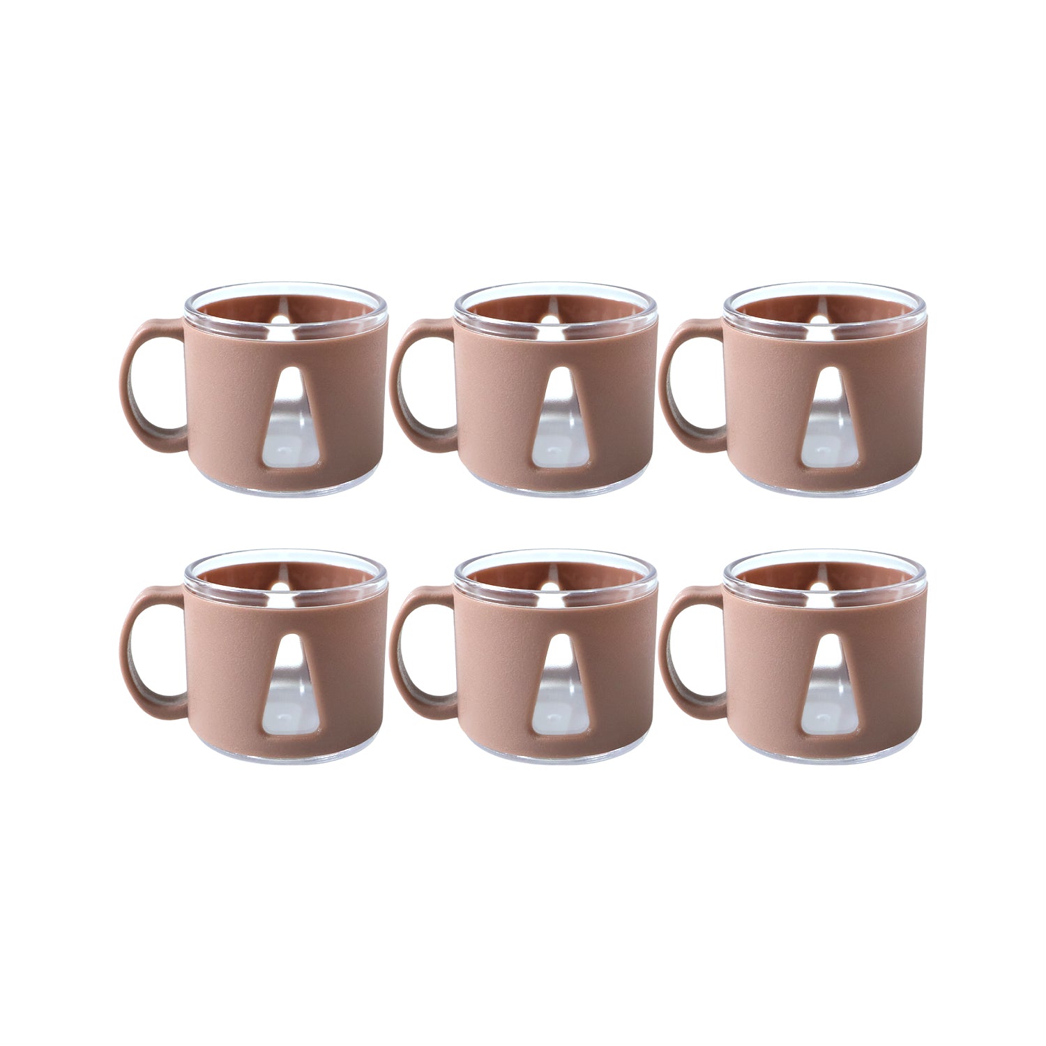 Tea cup set displayed on kitchen counter