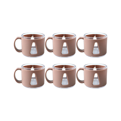 Tea cup set displayed on kitchen counter