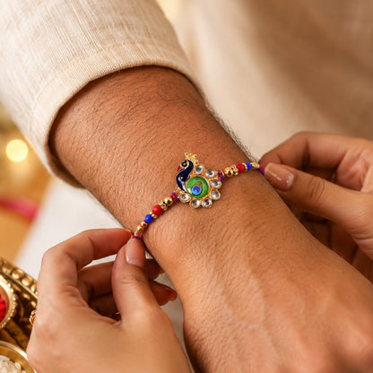 Peacock Feather Rakhi Lightweight Festive Charm (5pcs)