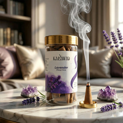 Lavender Dhoop Cone Jar for Relaxing Fragrance & Stress Relief Ambience (100 Gm)