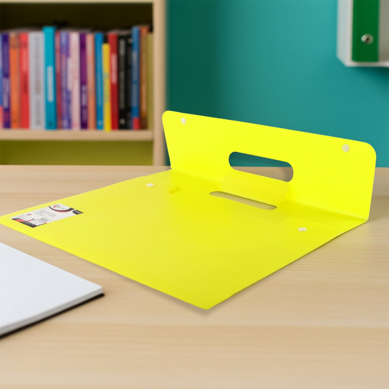 Mix Design A4 Plastic Document Folder with Handle – Button Closure Carry File for Office & School (1 Pc)
