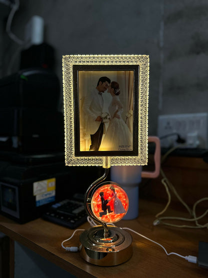 LED Photo Frame Lamp with 3 Lighting Modes & Romantic Couple Base