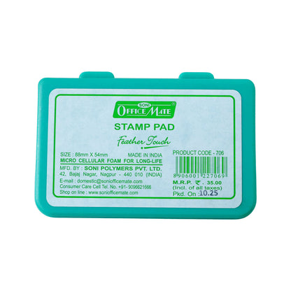 Officemate Small Stamp Pad Feather Touch Green Ink Long-Life Micro Cellular Foam (88cm x54cm)