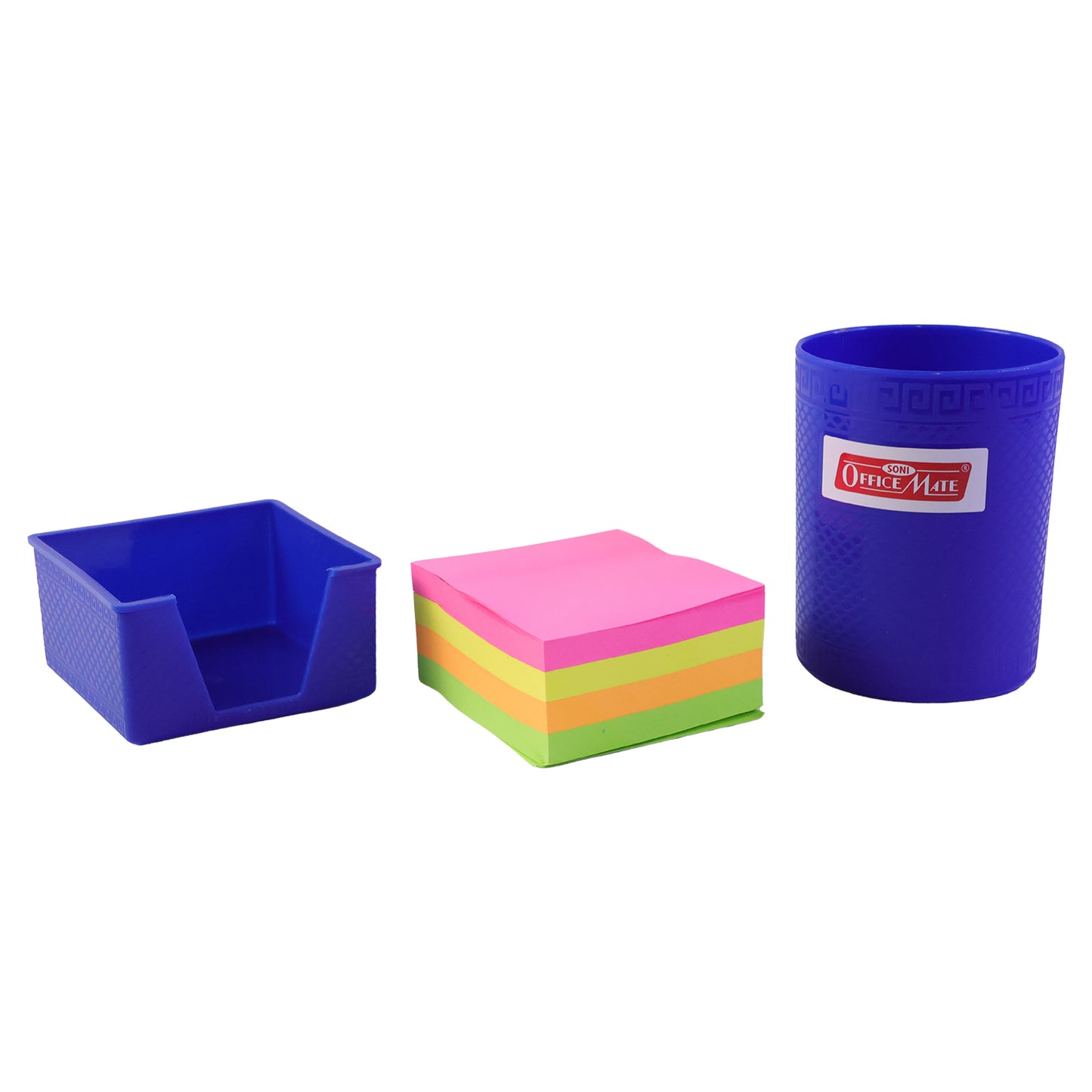 2-in-1 Desk Organiser with Pen Holder & Color Sticky Notes for Office and Study