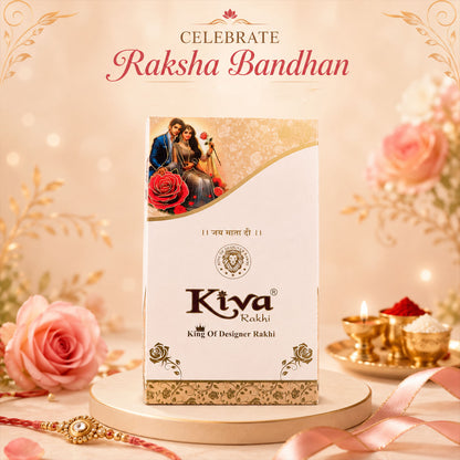 Designer Floral Bhaiya Bhabhi Rakhi with Beads and Adjustable Bracelet