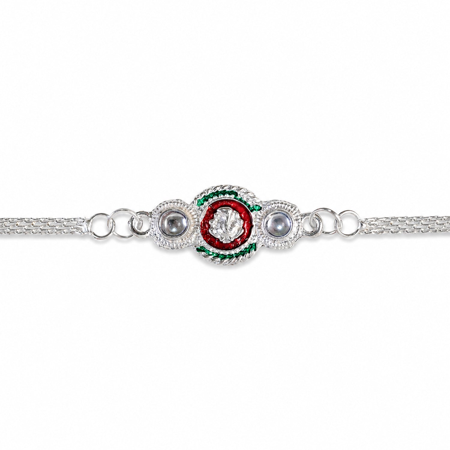 Silver Ganesha Rakhi Elegant Dual Chain for Raksha Bandhan (5pcs)